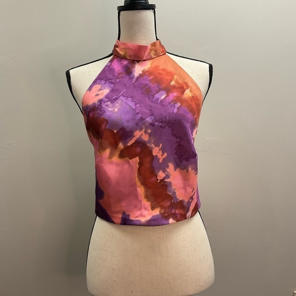 NWT Sigrid Olsen Smocked Crop Tie Halter Top - Picture 3 of 11